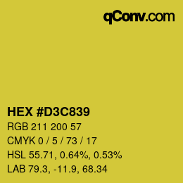カラーコード: HEX #D3C839 | qconv.com