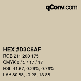 Color code: HEX #D3C8AF | qconv.com
