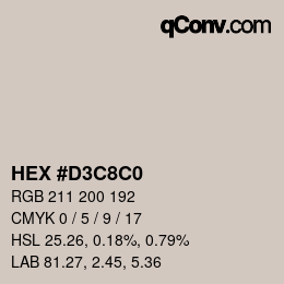 Farbcode: HEX #D3C8C0 | qconv.com