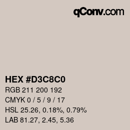 カラーコード: HEX #D3C8C0 | qconv.com