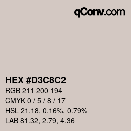 Color code: HEX #D3C8C2 | qconv.com
