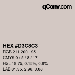 Color code: HEX #D3C8C3 | qconv.com