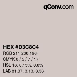 Color code: HEX #D3C8C4 | qconv.com