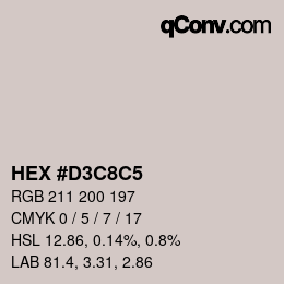 Color code: HEX #D3C8C5 | qconv.com