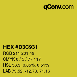 カラーコード: HEX #D3C931 | qconv.com