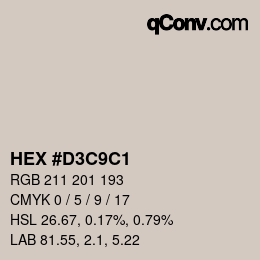 カラーコード: HEX #D3C9C1 | qconv.com