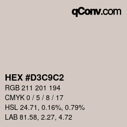 Color code: HEX #D3C9C2 | qconv.com