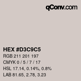 カラーコード: HEX #D3C9C5 | qconv.com