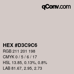Farbcode: HEX #D3C9C6 | qconv.com