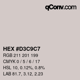 カラーコード: HEX #D3C9C7 | qconv.com