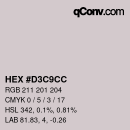 Color code: HEX #D3C9CC | qconv.com