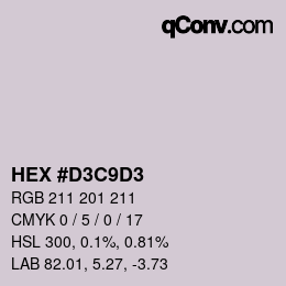 カラーコード: HEX #D3C9D3 | qconv.com