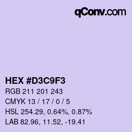 Color code: HEX #D3C9F3 | qconv.com