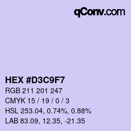 Color code: HEX #D3C9F7 | qconv.com