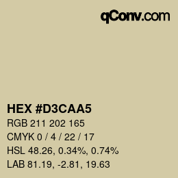 Farbcode: HEX #D3CAA5 | qconv.com