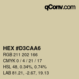 Color code: HEX #D3CAA6 | qconv.com