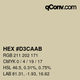 Color code: HEX #D3CAAB | qconv.com