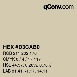 Color code: HEX #D3CAB0 | qconv.com
