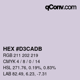 Color code: HEX #D3CADB | qconv.com