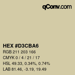 Farbcode: HEX #D3CBA6 | qconv.com