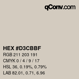 Color code: HEX #D3CBBF | qconv.com