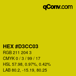 颜色代码: HEX #D3CC03 | qconv.com