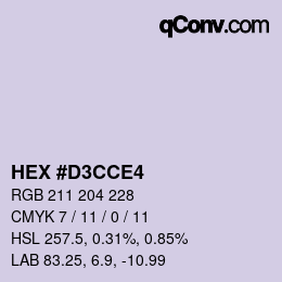 Color code: HEX #D3CCE4 | qconv.com