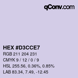 Farbcode: HEX #D3CCE7 | qconv.com