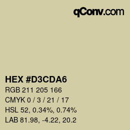 Color code: HEX #D3CDA6 | qconv.com