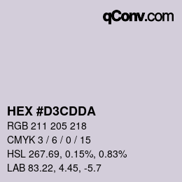 Color code: HEX #D3CDDA | qconv.com