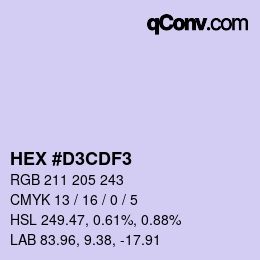 Color code: HEX #D3CDF3 | qconv.com