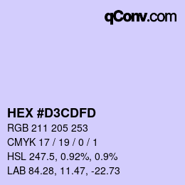 Color code: HEX #D3CDFD | qconv.com