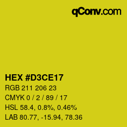 カラーコード: HEX #D3CE17 | qconv.com