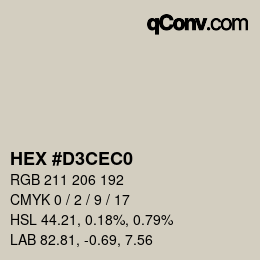 カラーコード: HEX #D3CEC0 | qconv.com