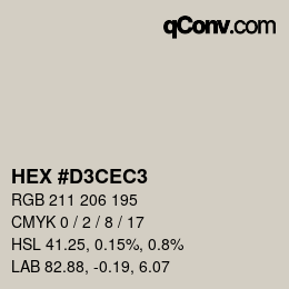 Color code: HEX #D3CEC3 | qconv.com