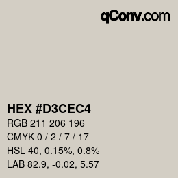 Color code: HEX #D3CEC4 | qconv.com