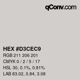 Color code: HEX #D3CEC9 | qconv.com