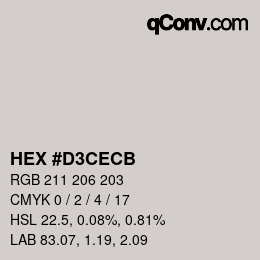 Color code: HEX #D3CECB | qconv.com