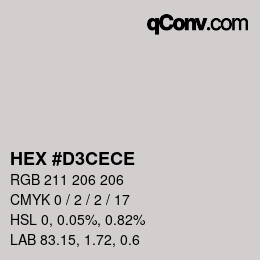 カラーコード: HEX #D3CECE | qconv.com