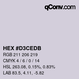 Color code: HEX #D3CEDB | qconv.com