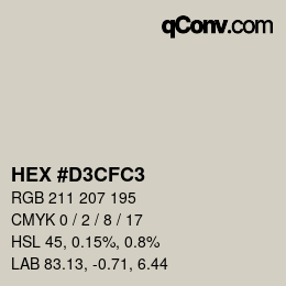 カラーコード: HEX #D3CFC3 | qconv.com