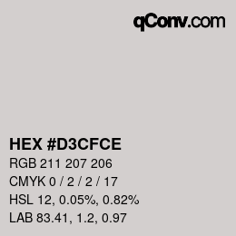 Color code: HEX #D3CFCE | qconv.com