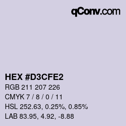 Color code: HEX #D3CFE2 | qconv.com
