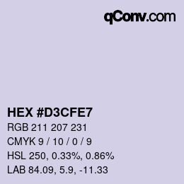 Color code: HEX #D3CFE7 | qconv.com