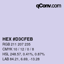 Color code: HEX #D3CFEB | qconv.com