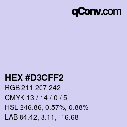 Color code: HEX #D3CFF2 | qconv.com