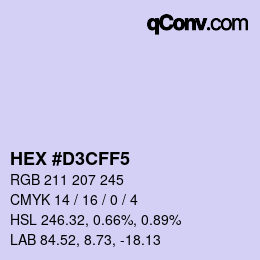 Color code: HEX #D3CFF5 | qconv.com