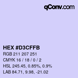 Color code: HEX #D3CFFB | qconv.com