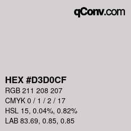 Color code: HEX #D3D0CF | qconv.com