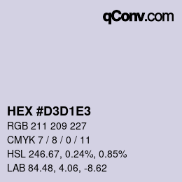 Color code: HEX #D3D1E3 | qconv.com